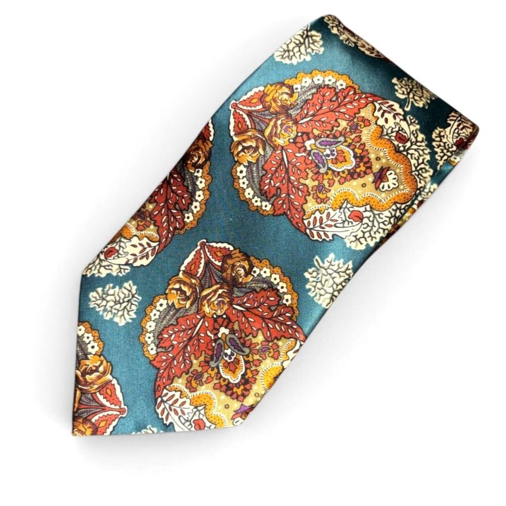 Christian Dior Monsieur Silk Tie Blue Paisley Floral Vintage